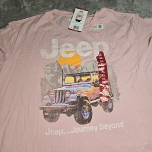 Jeep Graphic T Shirt Womens XL Pink Wrangler Off Road Sunset Logo Tee NWT